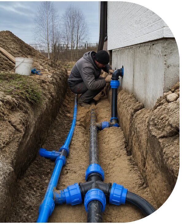 Монтаж наружного водопровода на участке под ключ в Калининграде